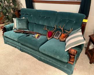 Vintage high-back sofa also has matching love seat & chair