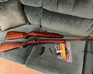 Top: Vintage Shanghai air rifle.                                                            Bottom: Vintage bolt-action .22 cal rifle