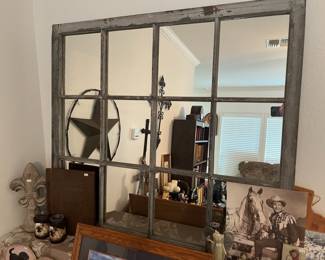 Large vintage window frame mirror