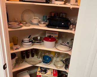 Pantry full of small appliances & kitchenware