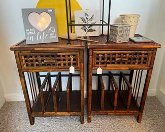 Great pair of bamboo side tables