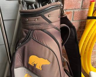 Golden Bear golf bag and vintage clubs