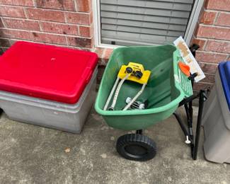 lawn spreader and coolers