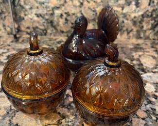 Glass turkey and fall items