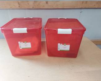 (2) 31 qt latching 36 ct ornament storage