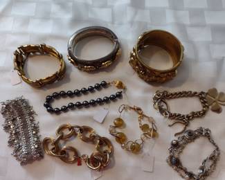Vintage and contemporary bracelets.