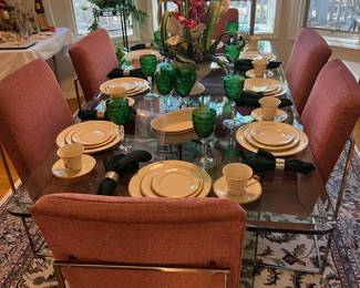Glass Dining Table with 6 Chairs