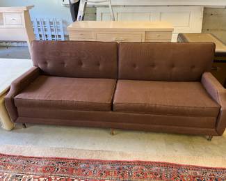 $80. Mid century style sofa with new foam. 29"h x 27"d x 82"l. 