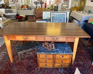 $540 Dining, work or library table.  72"w x 36"d x 29.5"h with two drawers.