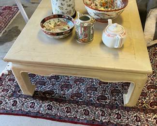 $160. Asian style coffee table is 36"sq x 18" h. 
