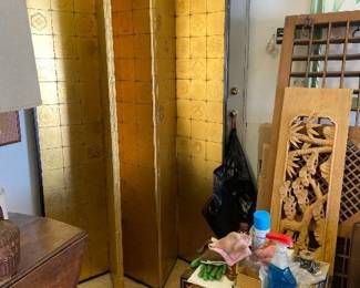 $240. Six panel screen each panel is 84"h x 16"w  Two panel screen tucked behind is also for sale in a separate photo.   as found