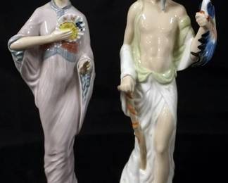 1011	PAIR OF CASADES FIGURINES, ASIAN MAN & WOMAN, APPROXIMATELY 13 IN HIGH
