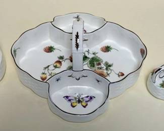 1017	COALPORT CHINA STRAWBERRY SET, BASKET, CREAMER & SUGAR
