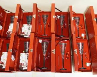 1040	WATERFORD CRYSTAL 12 DAYS OF CHRISTMAS LIMITED EDITION, 12 CRYSTAL FLUTES WITH BOXES
