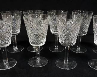 1049	WATERFORD CRYSTAL 10 PIECES OF 7 IN H FOOTED STEMWARE
