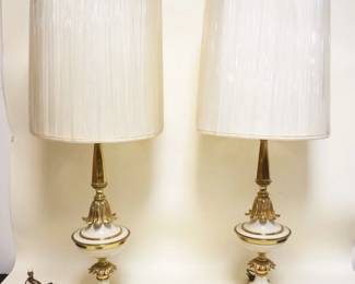 1112	PAIR OF STIFFEL BRASS TABLE LAMPS W/IVORY ENAMEL ACCENTS, APPROXIMATELY 41 1/2 IN HIGH
