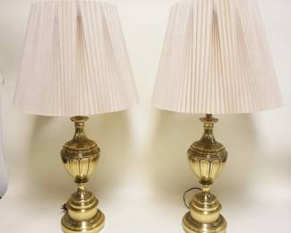 1120	PAIR OF HEAVY BRASS STIFFEL URN SHAPED TABLE LAMPS, APPROXIMATELY 33 IN HIGH
