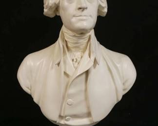 1123	LARGE PLASTER BUST OF THOMAS JEFFERSON SIGNED ALVA, APPROXIMATELY 29 IN HIGH
