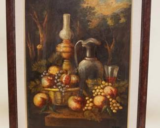 1138	OIL PAINTING ON CANVAS OF STILL LIFE, ARTIST SIGNED, APPROXIMATELY 27 IN X 35 IN
