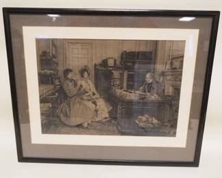 1146	ENGLISH VICTORIAN ENGRAVING, CLERICAL SCENE, FRAMED & MATTED, APPROXIMATELY 22 IN X 28 IN

