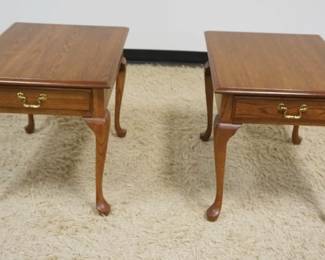 1167	PAIR PENNSYLVANIA HOUSE SOLID OAK LAMP TABLES, ONE DRAWER, EACH APPROXIMATELY 21 IN X 27 IN X 21 IN HIGH
