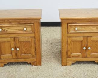 1172	PENNSYLVANIA HOUSE SOLID OAK PAIR OF ONE DRAWER, 2 DOOR BEDSIDE STANDS, EACH APPROXIMATELY 24 IN X 16 IN X 24 IN HIGH
