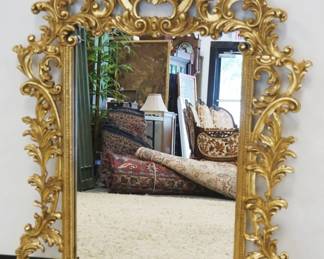 1197	LABARGE OUTSTANDING GILT DECORATED PIERCED FRAME MIRROR, APPROXIMATELY 36 IN X 49 IN
