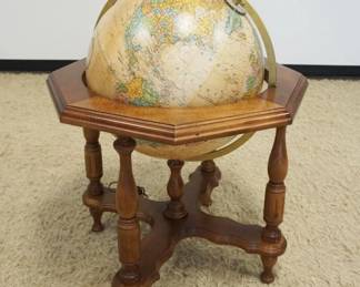 1202	REPLOGLE 20 IN DIAMETER HEIRLOOM GLOBE IN STAND W/INTERIOR LIGHT, APPROXIMATELY 27 1/2 IN X 38 IN HIGH
