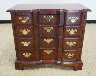 1206	COUNCIL BLOCK FRONT MAHOGANY CHEST, 4 DRAWER ON BRACKET FEET, APPROXIMATELY 36 IN X 19 IN X 32 IN HIGH
