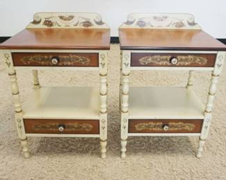1216	PAIR OF CONTEMPORARY HITCHCOCK STANDS, ONE DRAWER, STENCILED & PAINT DECORATED, APPROXIMATELY 20 IN X 15 IN X 31 IN HIGH
