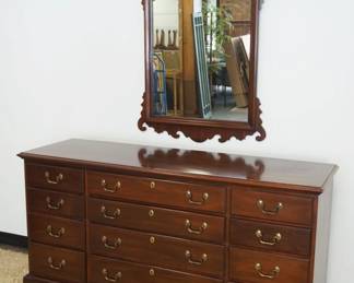 1236	LINK-TAYLOR HEIRLOOM SOLID MAHOGANY 12 DRAWER CHEST W/HANGING MIRROR, CHEST APPROXIMATELY 64 IN X 20 IN X 34 IN HIGH
