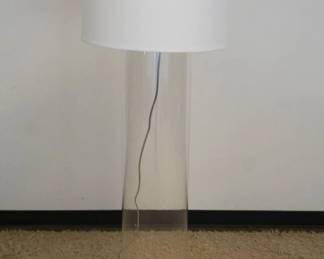 1244	TANNER KENZIE CLEAR GLASS CYLINDER FLOOR LAMP, APPROXIMATELY 63 IN HIGH
