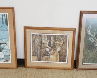 1281	GROUP OF 3 FRAMED & MATTED SIGNED STAG LTD PRINTS, CAROL DECKER 240/600, BRIAN JARVIS SOLITARY WHITETAIL 340/780, JORGE MAYOL 62/950, LARGEST APPROXIMATELY 26 IN X 36 IN OVERALL
