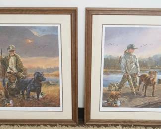 1282	2 FRAMED & MATTED LTD HUNT PRINTS W/YOUTH & LABRADOR DOGS, SIGNED RJ MCDONALD 367/5000 & 372/5000, EACH APPROXIMATELY 28 IN X 33 IN OVERALL
