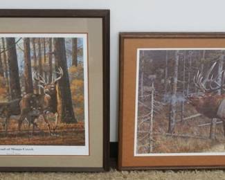 1283	2 FRAMED & MATTED LTD STAG PRINTS SIGNED ROBERT E BINKS 657/2600 & C BRENDER 245/950, LARGEST APPROXIMATELY 24 IN X 30 IN OVERALL
