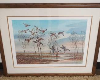 1288	FRAMED & MATTED DUCK PRINT SIGNED RICHARD TIMM 2166/5000, APPROXIMATELY 35 IN X 28 IN
