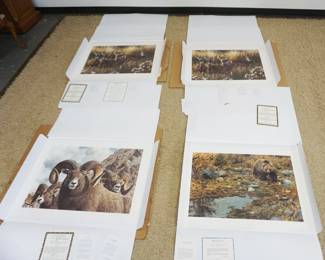 1290	LOT OF 4 MILLPOND PRESS LTD ED, ARTIST SIGNED UNFRAMED PRINTS, CARL BRENDERS *POWER & GRACE* 1385/2500 & 1109/2500, TRAIL *GRIZZLEY BEAR* 1016/3500, *ROCKY KINGDOM BIG HORN SHEEP* 1065/1750, EACH APPROXIMATELY 36 IN X 27 IN
