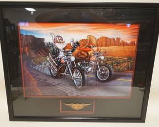 1296	LTD ED PRINT WARNER BROS *ROAD REBEL*, MARK TALIANI FRAMED 249/350, HARLEY DAVIDSON BUGS BUNNY, APPROXIMATELY 30 IN X 25 IN OVERALL
