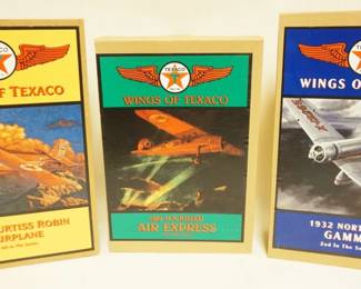 1321	3 WINGS OF TEXACO DIE CAST AIRPLANE BANKS IN BOXES
