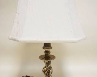 1113A	BRASS STIFFEL TABLE LAMP W/TWIST CANDLESTICK COLUMN, APPROXIMATELY 28  IN HIGH
