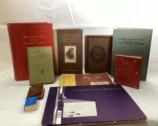 JIFI702 Antique And Vintage Books Wide variety of books from One Thousand Ways To Make A Living - 1918 Hardcover Version to a1956 Los Angeles Police Department's Annual Report. Other interesting titles include: How To Read Character With A Descriptive Chart, Birthday Book by E.B. Browning ( book has some handwritten notes), and The Yiddish Teacher and more.