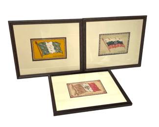 Three Vintage Tobacco Label Flags
