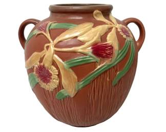 Glazed Floral Ceramic Vase by Roseville
