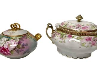 Pair of Floral China Covered Dishes
