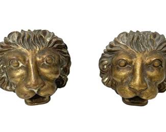 Pair of Lion Head Paperweights
