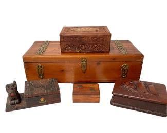 Vintage Humidor and Decorative Boxes