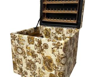 Vintage Vinyl Sewing Storage Seat
