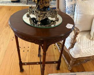 Chippendale Style Round table with Mahogany finish, 1 0f 2