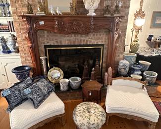 (Mantle is not for sale) Upholstered Chairs, Decorative Items