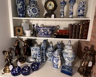 Blue and White Porcelain Jars and Vases, Bronze Figures, Cobalt Glass